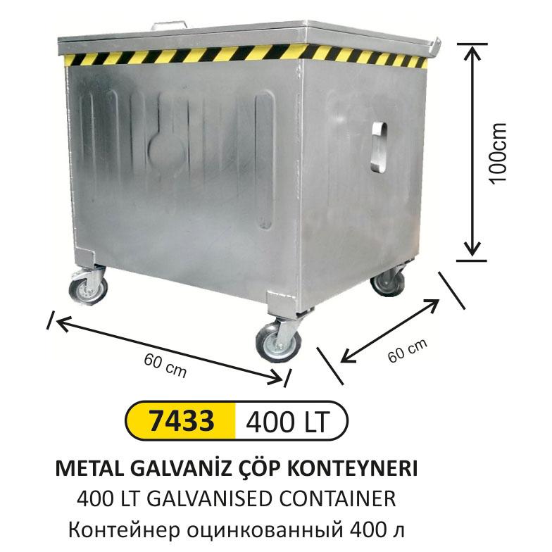 Arı Metal Çöp Konteyneri̇- 400 Lt Galvani̇z 