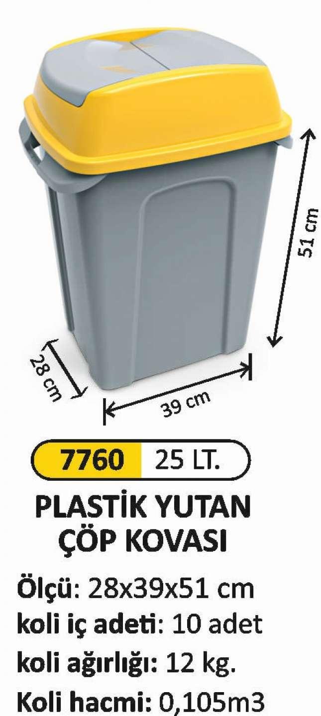 Arı Metal Çöp Kovası- Plasti̇k  Yutan 25 Lt