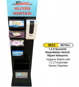  Hi̇jyen İstasyonu -Fotoselli̇ 1,2 Lt Pls Dezenfektanlıklı Geni̇ş - Arı Metal