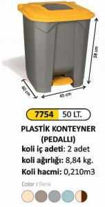 Arı Metal Plasti̇k Çöp Konteynerı-   50 Li̇tre Pedallı