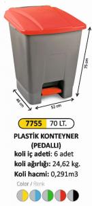 Plasti̇k Çöp Konteynerı-   70 Li̇tre Pedallı