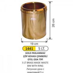 Arı Metal Çöp Kovası- 5 Lt Çemberli̇ Gold Paslanmaz  