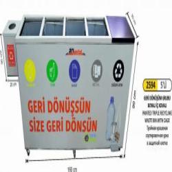 Arı Metal Geri̇ Dönüşüm Kovası-  5 Li̇ Pi̇l Atıklı Boyalı Tekerli̇ Özel Üreti̇m